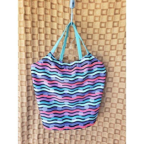 Girls Tankini Pink Blue Print Swimsuit Bathing Suit Top Large 10/12 NWT - Picture 4 of 5